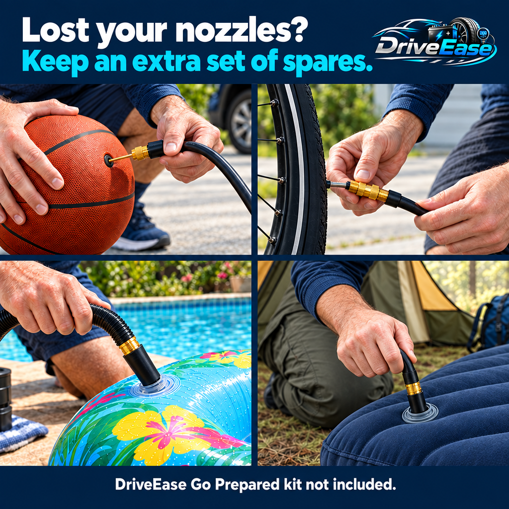 Revised lifestyle collage with mattress inflation and original DriveEase logo